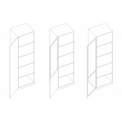 Sammlungsschrank, 2/3 verglast, (HxBxT 190x60x60 mm), Türanschlag rechts, abschließbar, lichtgrau