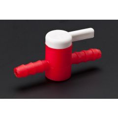 Zweiwegeventil aus Polyethylen (PE), rot, für Schläuche mit 7-9mm Innendurchmesser