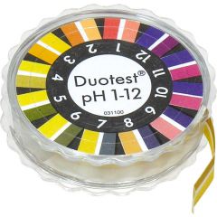 pH Testpapier Duotest pH 1–12, mit zwei Indikatorzonen, Rolle mit 5m und 10mm Breite