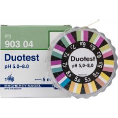 pH Testpapier Duotest pH 5,0–8,0 mit zwei Indikatorzonen, 1 Rolle mit 5m Länge und 10mm Breite