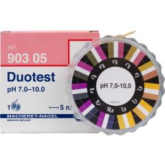 pH Testpapier Duotest pH 7,0–10,0 mit zwei Indikatorzonen, 3 Rollen mit 5m Länge und 10mm Breite