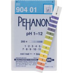 pH Teststäbchen, PEHANON pH 1–12, für gefärbte Proben, Maße 11 x 100 mm, Packung mit 200 Teststreifen