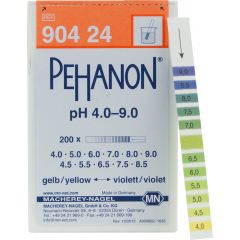 pH Teststäbchen, PEHANON pH 4,0–9,0, für gefärbte Proben, Maße 11 x 100 mm, Packung mit 200 Teststreifen