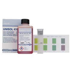 UNISOL 410 für pH 4−10, kolorimetrische Reagenz 100 mL Lösung, Farbkarte, Plastikküvette