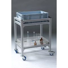 Geräte- und Labortransportwagen mit Polypropylenplatten (PP), Höhe 90 cm, Breite 95 cm, Tiefe 60 cm, Nutzlast 150kg