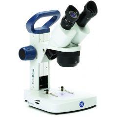 Stereomikroskop Euromex EduBlue 1402 (ED.1402-S), 2x/4x Objektive, mit 20x und 40x Vergrößerung, mit Zahnstangenstativ, helle LED-Beleuchtung