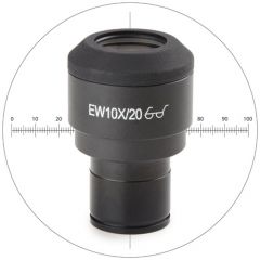 Euromex EWF 10x/20 mm Okular mit 10/100 Mikrometer und Fadenkreuz, Ø 23,2 mm Tubus (IS.6010-CM), für Euromex iScope® Dunkelfeld