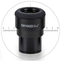 Euromex EWF 10x/22 mm Okular mit 10/100 Mikrometer und Fadenkreuz, Ø 30 mm Tubus (IS.6210-CM), für Euromex iScope® Dunkelfeld