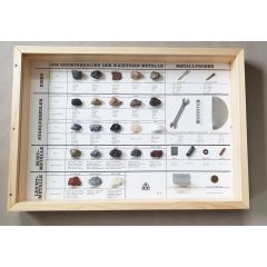 Schaukasten: Die Erzmineralien der wichtigsten Metalle, Größe: 45 x 65 cm