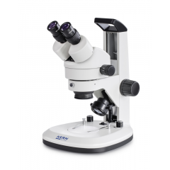 KERN Zoom-Stereomikroskop (OZL 467), Greenough, Zahnstangenstativ, binokular, Vergrößerung bis 45x, 10x/20, 3W LED 