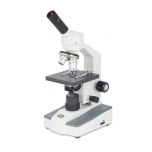 MOTIC F-1110 LED, monokulares Schülermikroskop, LED, Akkubetrieb, 400x Vergrößerung, mit Grob- und Feintrieb und Objektklemmen